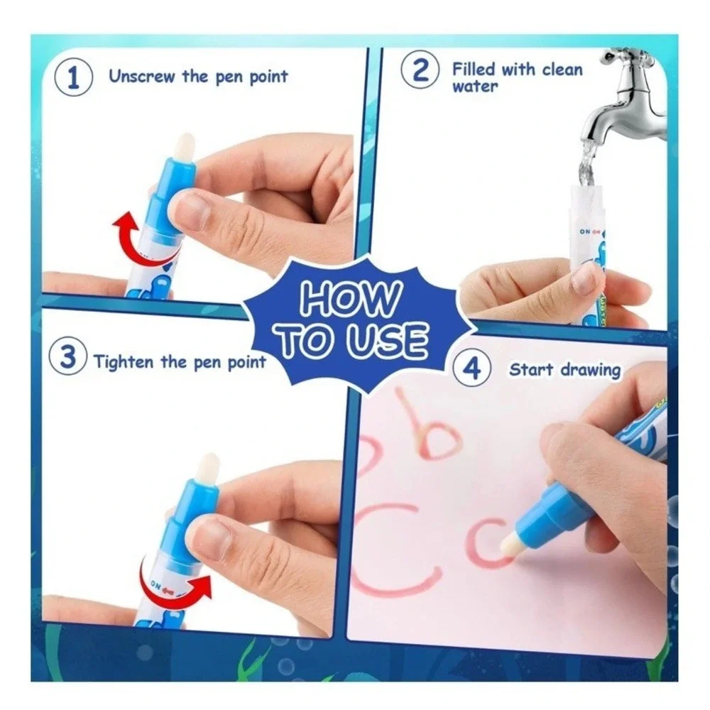 Water Doodle Mat,Kids Painting Mat, Toddlers Drawing Writing Toys,Reusable Co...
